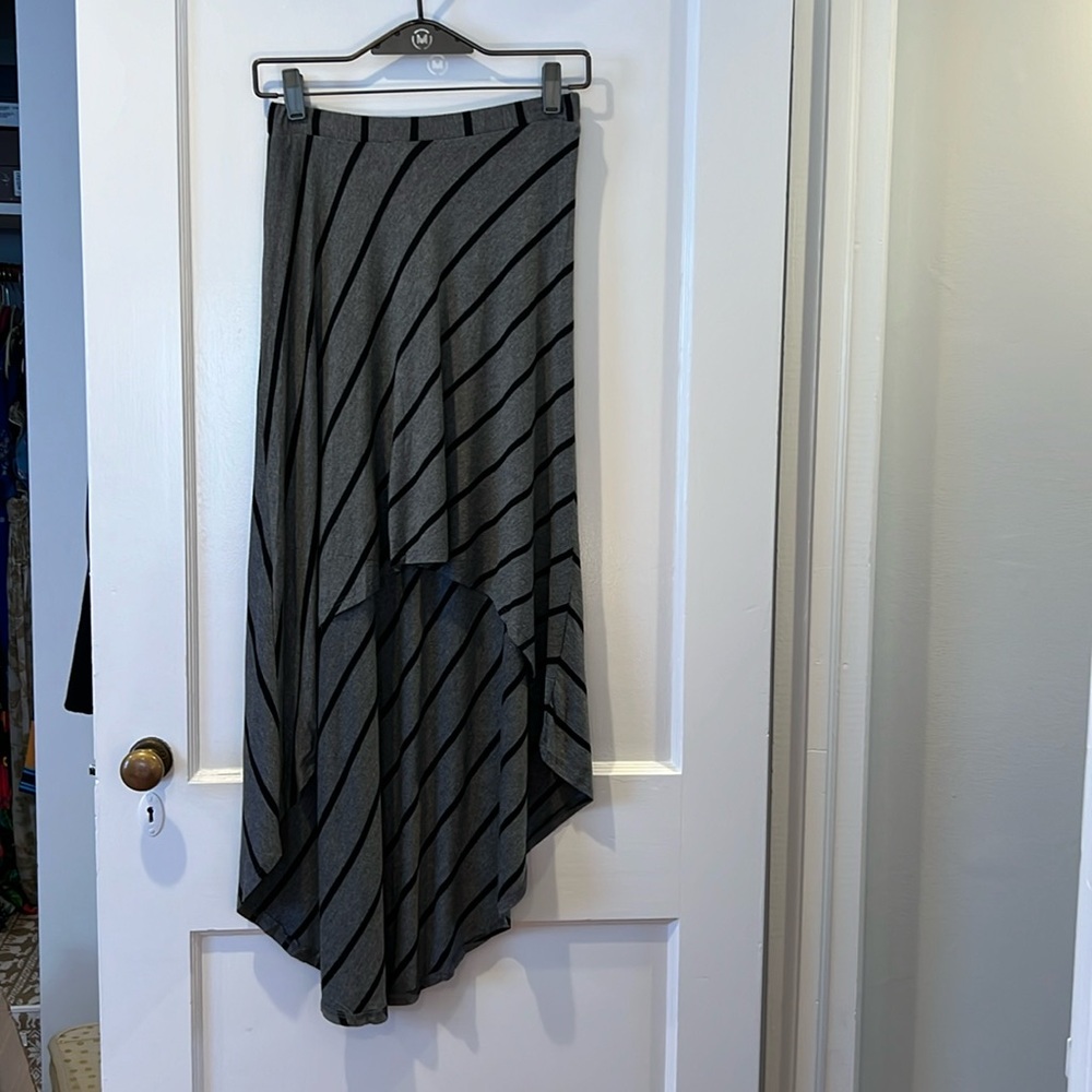 Willow & Clay stretchy, flowey, high low striped skirt.